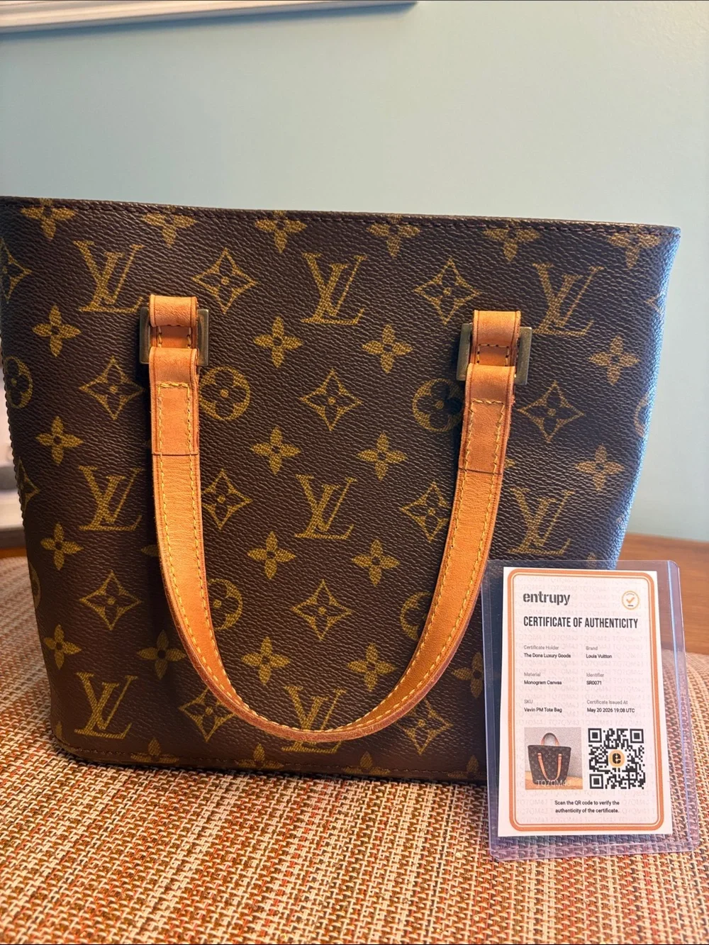 Louis Vuitton Vintage Monogram Vavin PM Canvas Small Tote Vachetta Handles (COA)